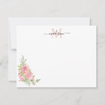Snyggt Blommigt  Rosa Watercolor Ro Monogram