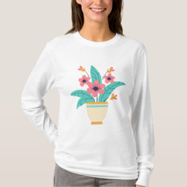 Snyggt Blommigt Vas Illustration T-Shirt
