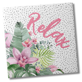 Snyggt Blommigt Vattenfärg - Tropiskt Kakelplatta