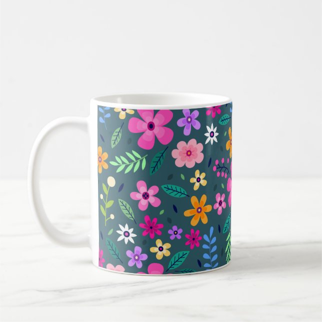 Snyggt Blommönster Kaffemugg (Vänster)