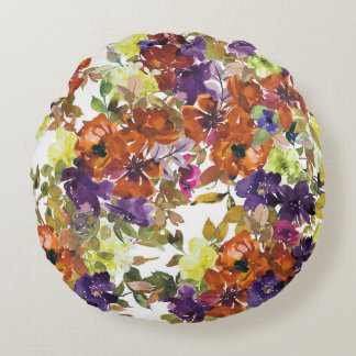 Snyggt Blommönster med Bright Höst löv Rund Kudde