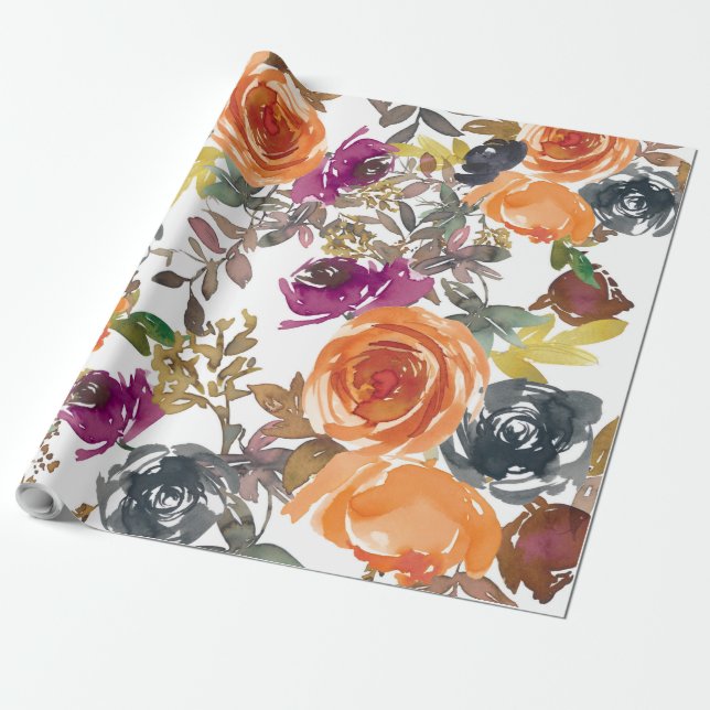 Snyggt Blommönster Presentpapper (Utrullad)