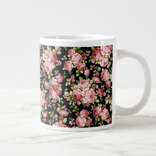 Snyggt Blommönster Ro med Grönt Foliage Jumbo Mugg
