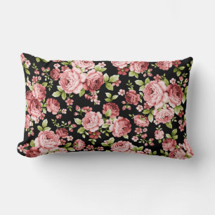 Snyggt Blommönster Ro med Grönt Foliage Lumbarkudde