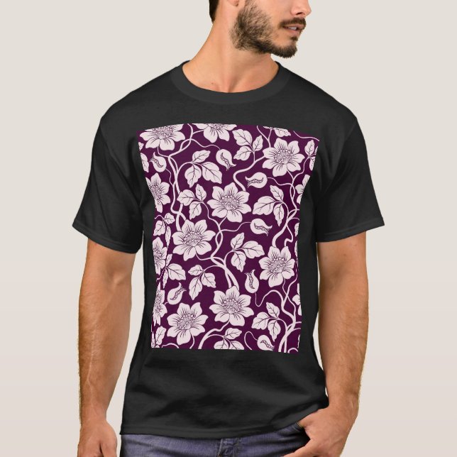 Snyggt Blommönster T Shirt (Framsida)