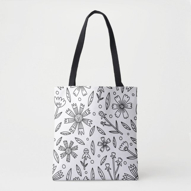 Snyggt Blommönster Tote Bag Tygkasse (Framsida)