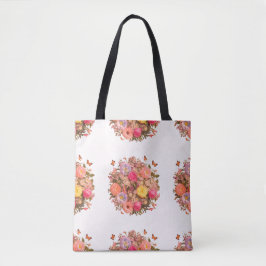 Snyggt Blommönster Tote Bag Tygkasse