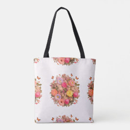 Snyggt Blommönster Tote Bag Tygkasse