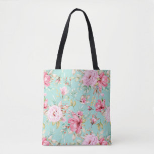 Snyggt Blommönster Tote Bag Tygkasse