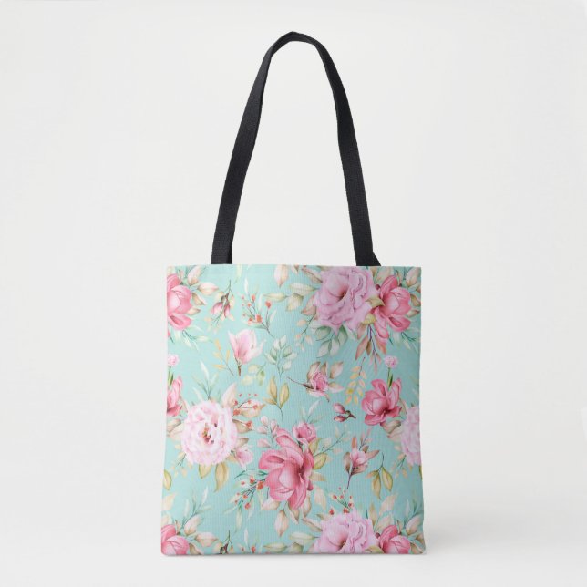 Snyggt Blommönster Tote Bag Tygkasse (Framsida)