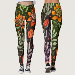 Snyggt Blommönstret Färgfyllda kläder, Succulents Leggings