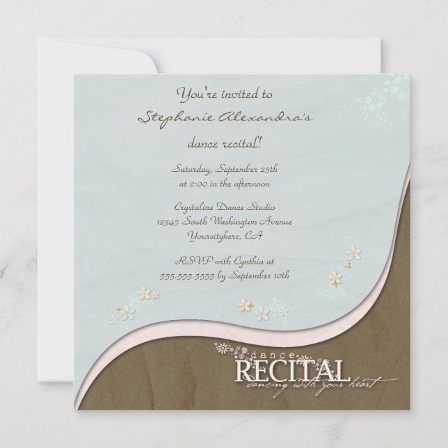 Snyggt Blommor Flickas inbjudan till dansskäl (Framsida)