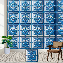 Snyggt Blue and White Mosaic Grekiska keramiska pl Kakelplatta