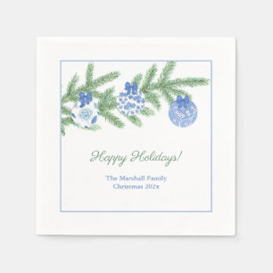 Snyggt Blue and White Ornaments Helgdagar Party Pappersservett
