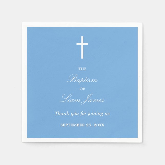 Snyggt Blue Baptism Party Napkins Pappersservett (Framsidan)