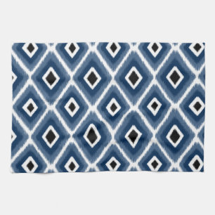 Snyggt Blue Black Ikat Mönster Kökshandduk