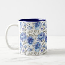Snyggt Blue Blommigt Art vattenfärg Mönster