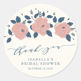 Snyggt Blue Garden Flower Personlig Tack Runt Klistermärke