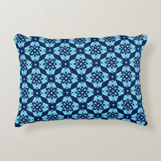 Snyggt Blue Geometric Blommönster Prydnadskudde