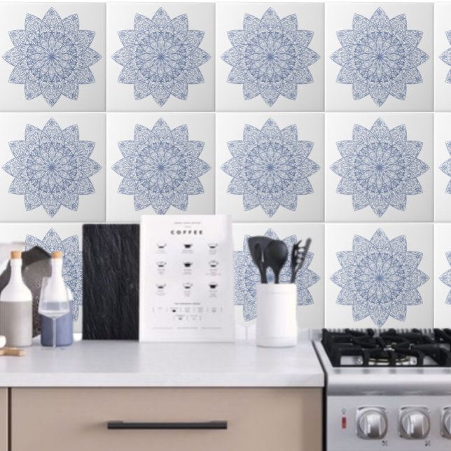 Snyggt Blue Geometric mönster Ceramic Tile Kakelplatta (Skapare uppladdad)