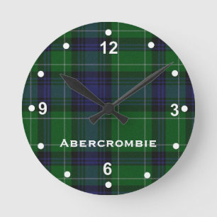 Snyggt Blue & Grönt Abercrombie Tartan Play Rund Klocka
