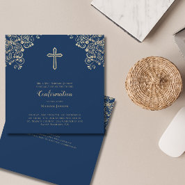 Snyggt Blue Guld Kor Bible Verse Bekräftelse Inbjudningar