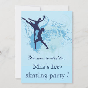 Snyggt Blue Ice-Skating party födelsedagsfest Inbjudningar