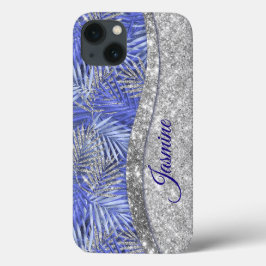 snyggt blue lila silver glitter löv monogram