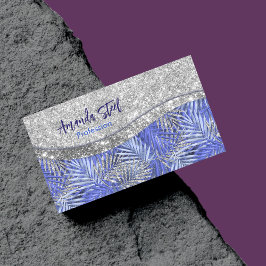 snyggt blue lila silver glitter löv monogram magnetiska visitkort