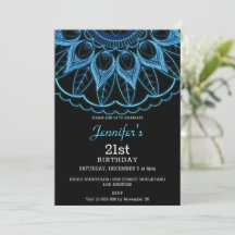 Snyggt Blue Mandala Birthday-inbjudan