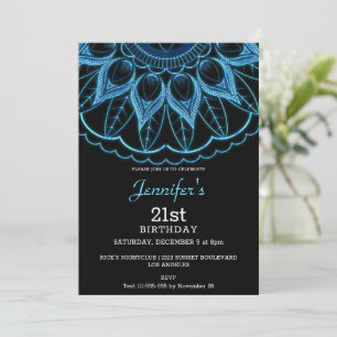 Snyggt Blue Mandala Birthday-inbjudan Inbjudningar