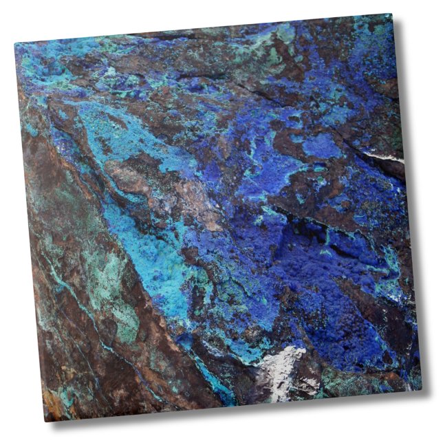 Snyggt Blue Marble Stone Kakelplatta (Stylish Unique Dark Blue Turquoise Mineral Stone Tile)