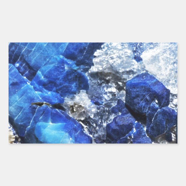 Snyggt Blue Marble Stone Rektangulärt Klistermärke (Framsida)