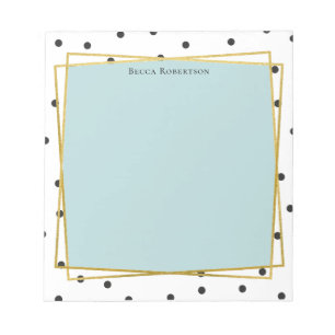 Snyggt Blue med konfetti-punkter och ditt namn Anteckningsblock