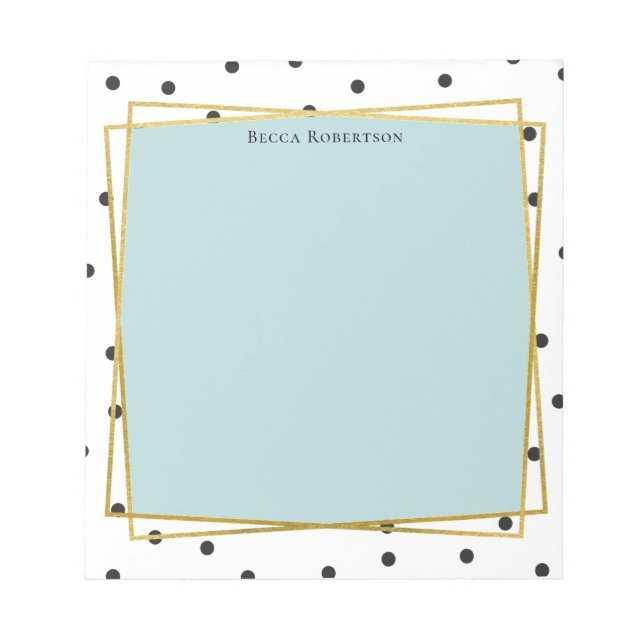 Snyggt Blue med konfetti-punkter och ditt namn Anteckningsblock (Framsida)