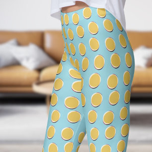 Snyggt Blue och Golden Gult Polka Dot Mönster Leggings