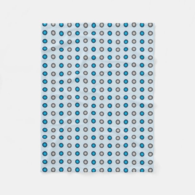 Snyggt Blue och Silver Polka Dot Mönster Fleecefilt (Framsidan)