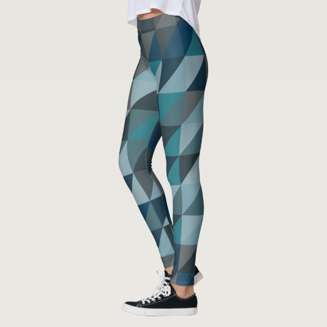 Snyggt Blue Ombre Modern Geometric Mönster Leggings (Vänster)