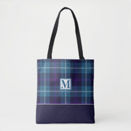 Snyggt Blue Play Tartan Anpassningsbar Monogram-sk Tygkasse