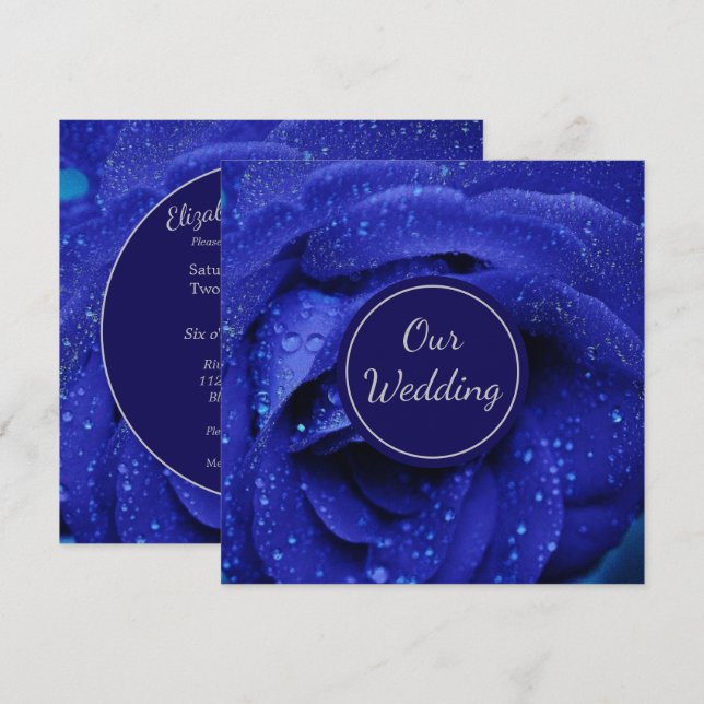 Snyggt Blue Ro Bröllop Inbjudningar (Fram/baksida)