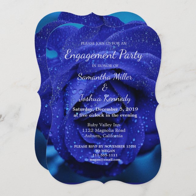 Snyggt Blue Ro Förlovning Inbjudningar (Fram/baksida)