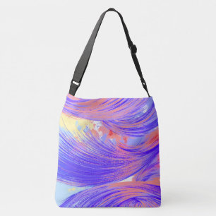 Snyggt Blue rosa Abstrakt Fjädrar Axelväska