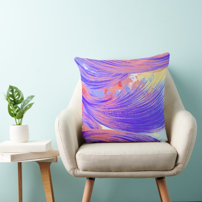 Snyggt Blue rosa Abstrakt Fjädrar Kudde (Stol)