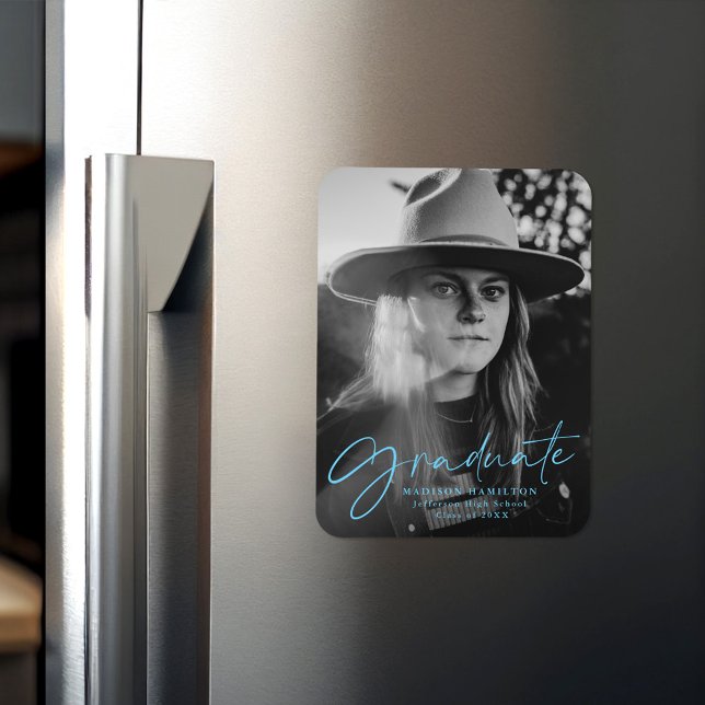 Snyggt Blue Script Studenten annons Photo Magnet (Skapare uppladdad)