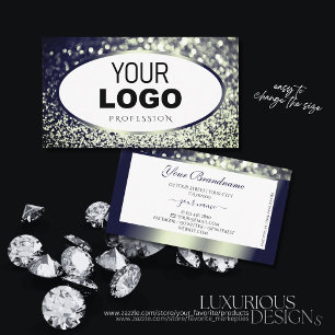 Snyggt Blue Silver Gnistra Glitter White add Logot Visitkort