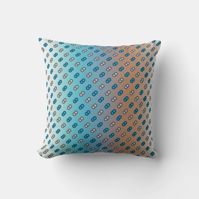 Snyggt Blue & Silver Polka dots på Blue & Orange Kudde (Framsida)