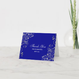 Snyggt Blue silver Swirls Bröllop Tack Kort