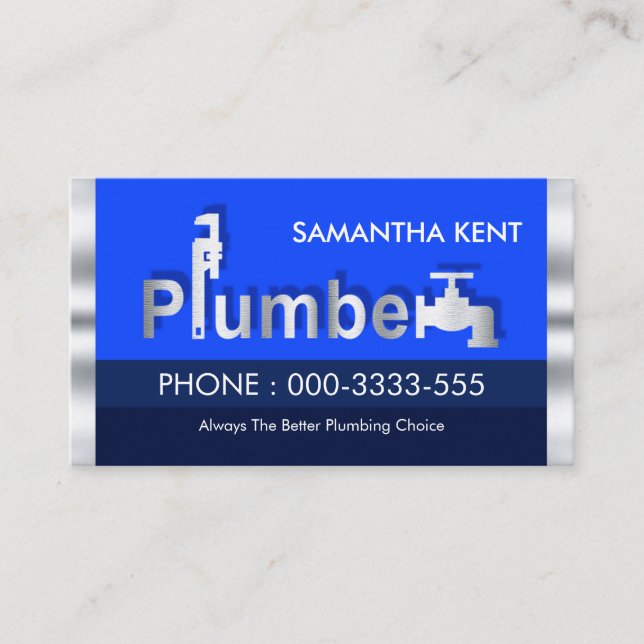 Snyggt Blue Vatten Plumber Signage Visitkort (Framsida)