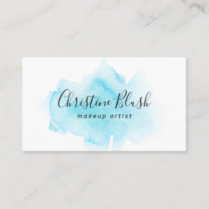 Snyggt Blue Watercolor Stänk MUA Affärskort Visitkort