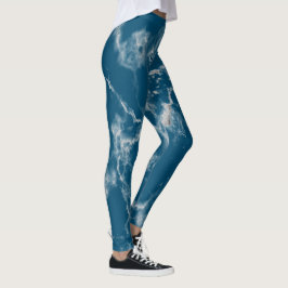 Snyggt Blue White Aqua Marble Mönster Cute Girly Leggings